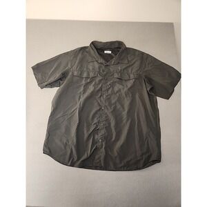 Columbia Omni-Shade Sun Protection Men Gray Short Sleeve Button Up Shirt Sz XXL